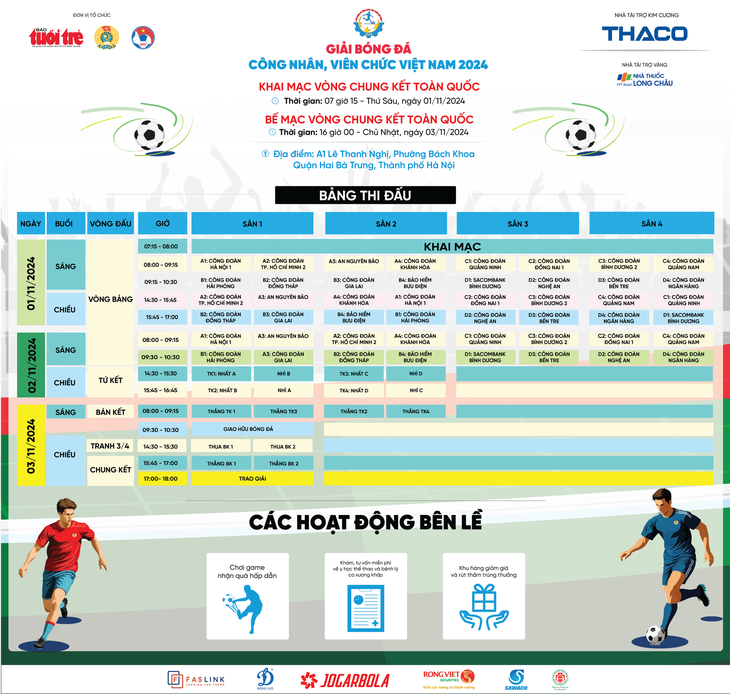 Lịch thi đấu vòng chung kết Giải bóng đá công nhân, viên chức Việt Nam 2024 - Ảnh 1.